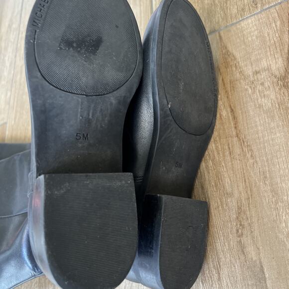 Michael Kors Tall Black Leather Riding Boots Womens Size 5 Zip Designer *Read - Picture 10 of 12